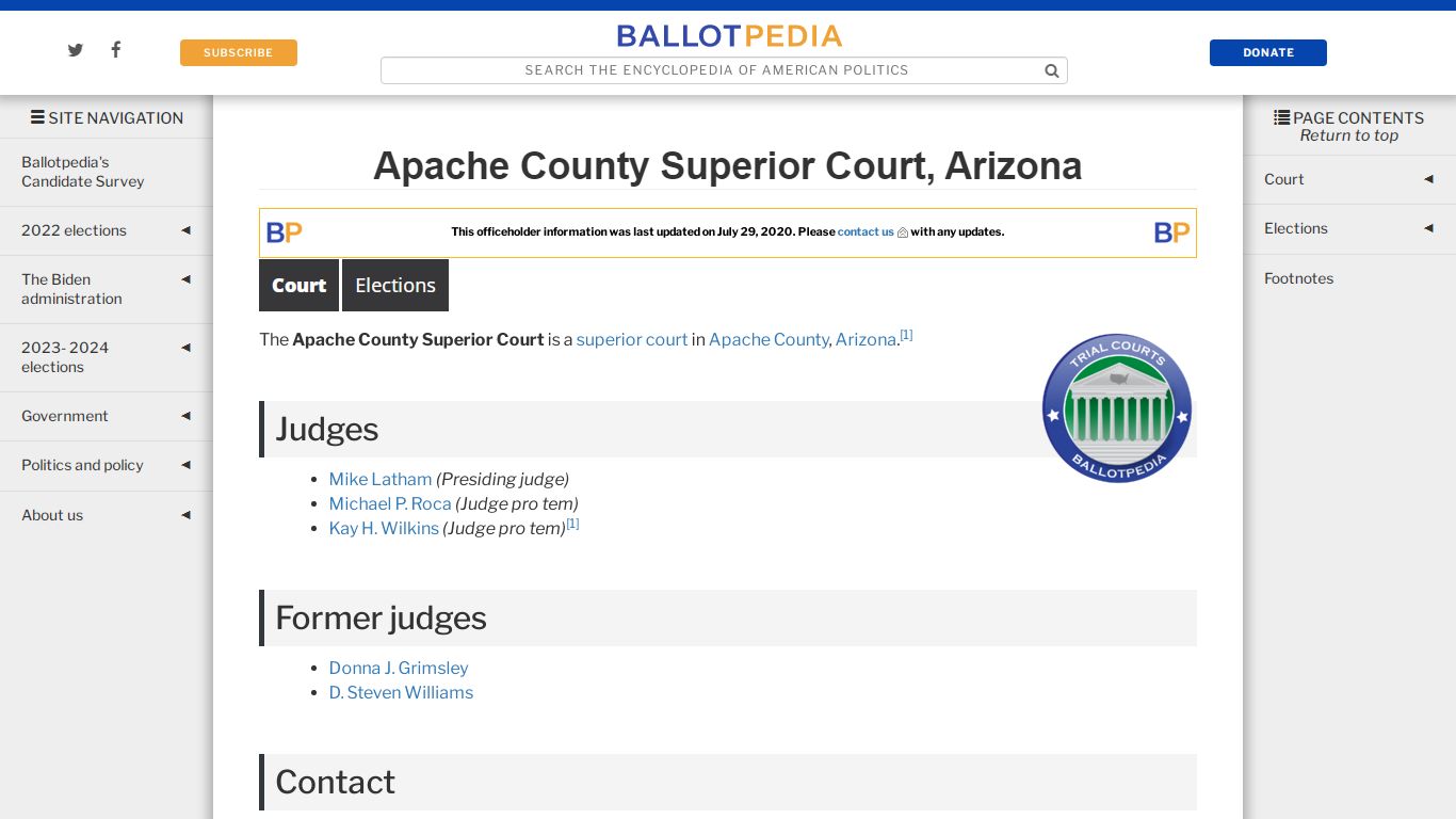 Apache County Superior Court, Arizona - Ballotpedia